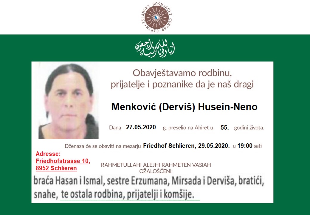 obavjest o smrti Menkovic Husein